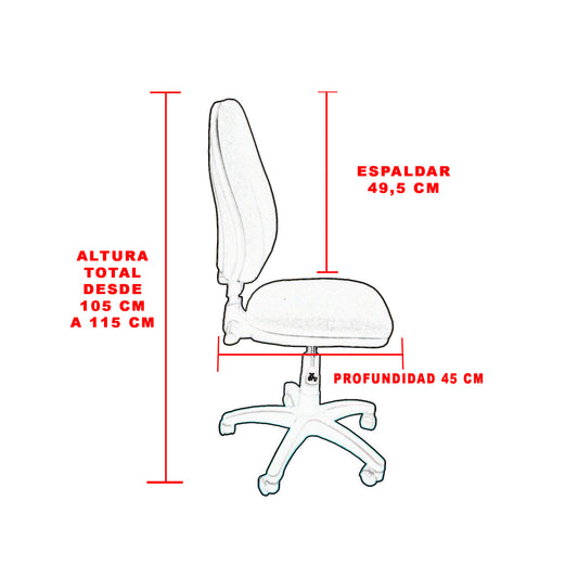 Silla Escritorio LIZZA ALTA Rojo Fuego Sin Brazos