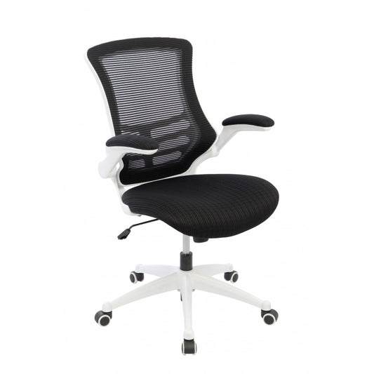 Silla Singapur Gerente Marco blanco tapizado negro