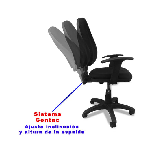 Silla Escritorio LIZZA ALTA Negra Con Brazos