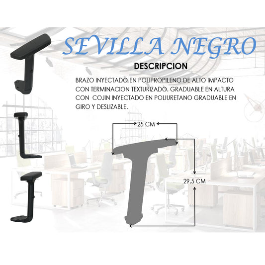 Par Brazo Graduable 3D  Sevilla Negra ref: 3-124
