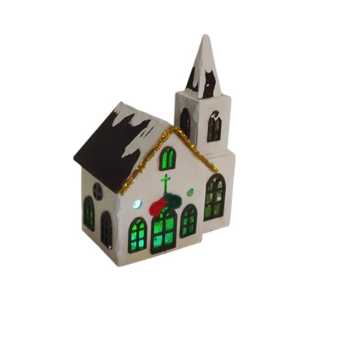 Iglesia Navideña  Blanco y Cafe  ref: IND-05